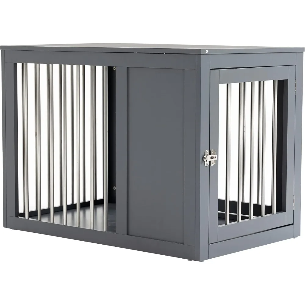 

Dog Crate Furniture Wire Pet Cage Wooden Dog Kennel, End Table with Double Doors, and Locks, for Medium and Large Dog Hou