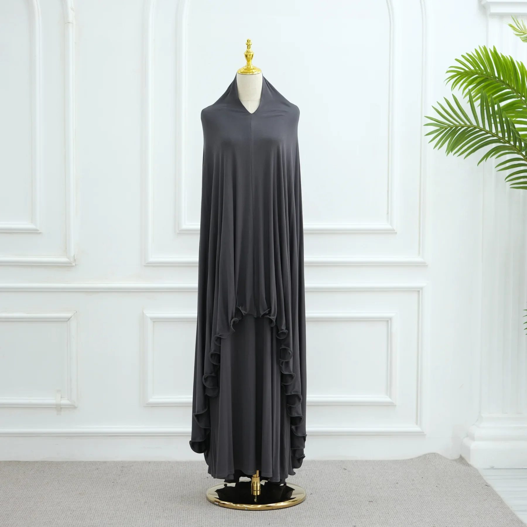 2 قطعة فستان صلاة رمضان للنساء المسلمات طقم حجاب عيد جلابة خيمار جلابية رداء عربي برقعة ملابس إسلامية قفطان عباية ثوب