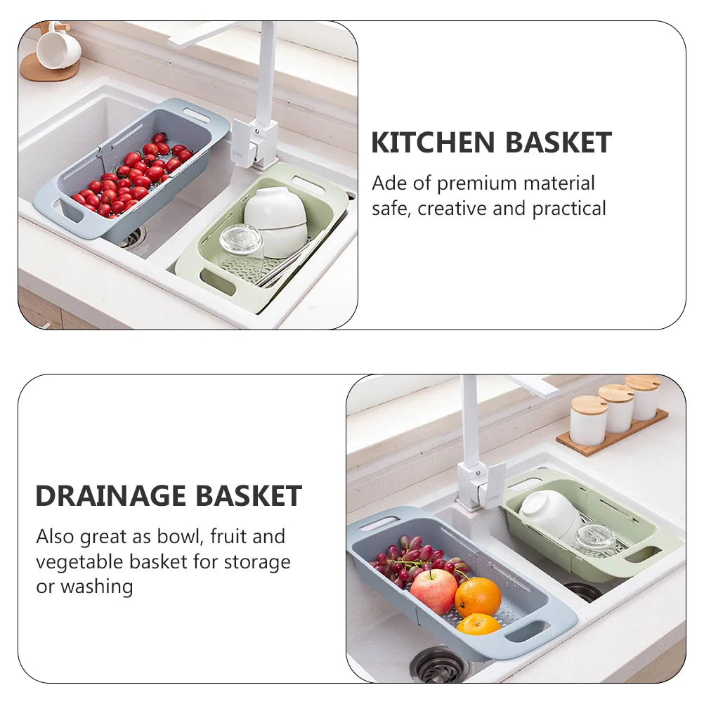 

Retractable Drainer Basket Dishes Drying Rack Sink Telescopic Collapsible Colander for Kitchen Fruit Portable Strainer with Pp