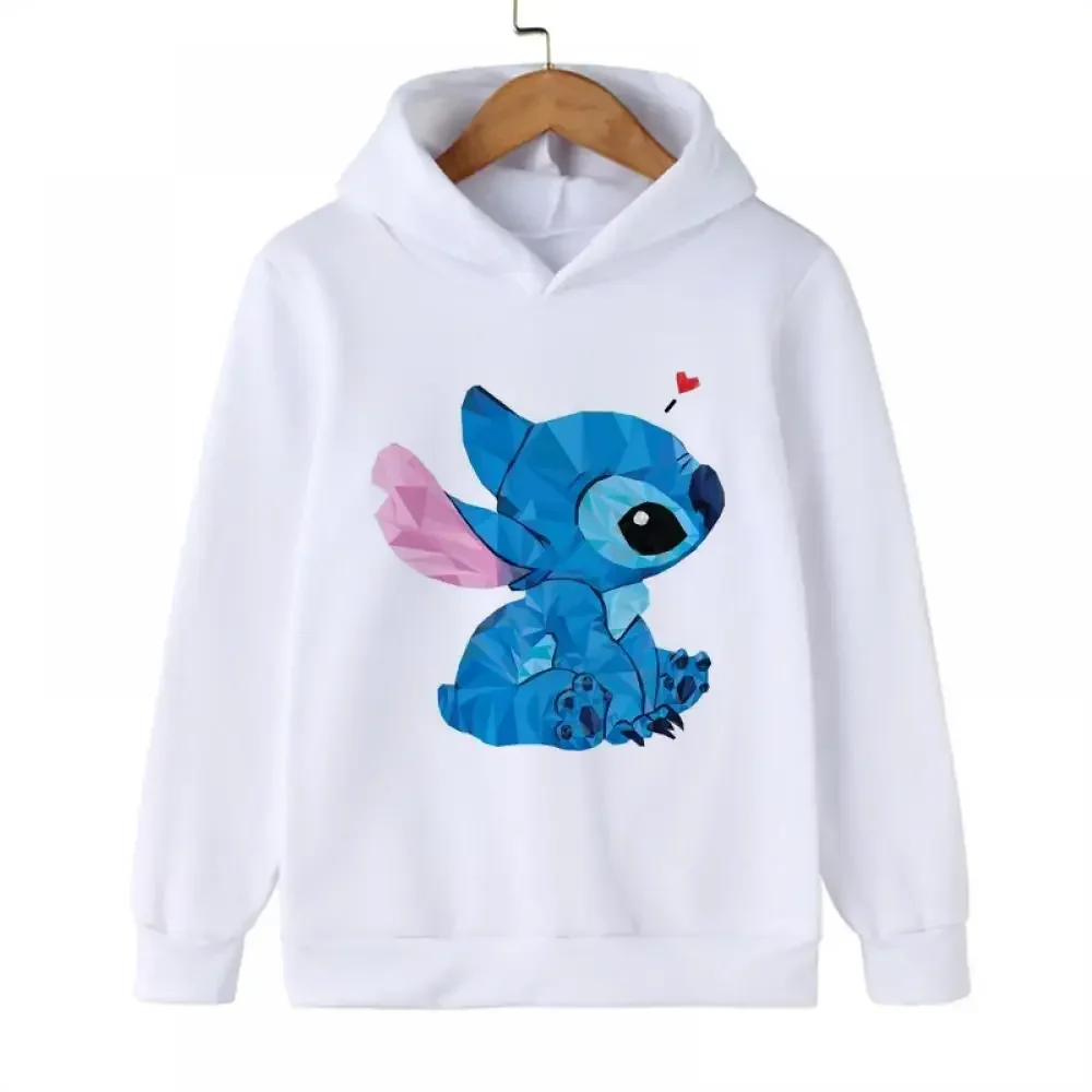 Disney-Hoodie infantil Anime Lilo e Stitch, roupas de desenho, moletom manga, blusa casual bebê, menina, menino, criança