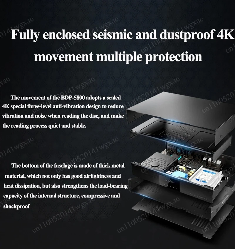 4K UHD Blu-ray Player, DVD & HD Hard Disk Player with Built-in HDD Bay, 12-bit Color Decoding for Home Entertainment