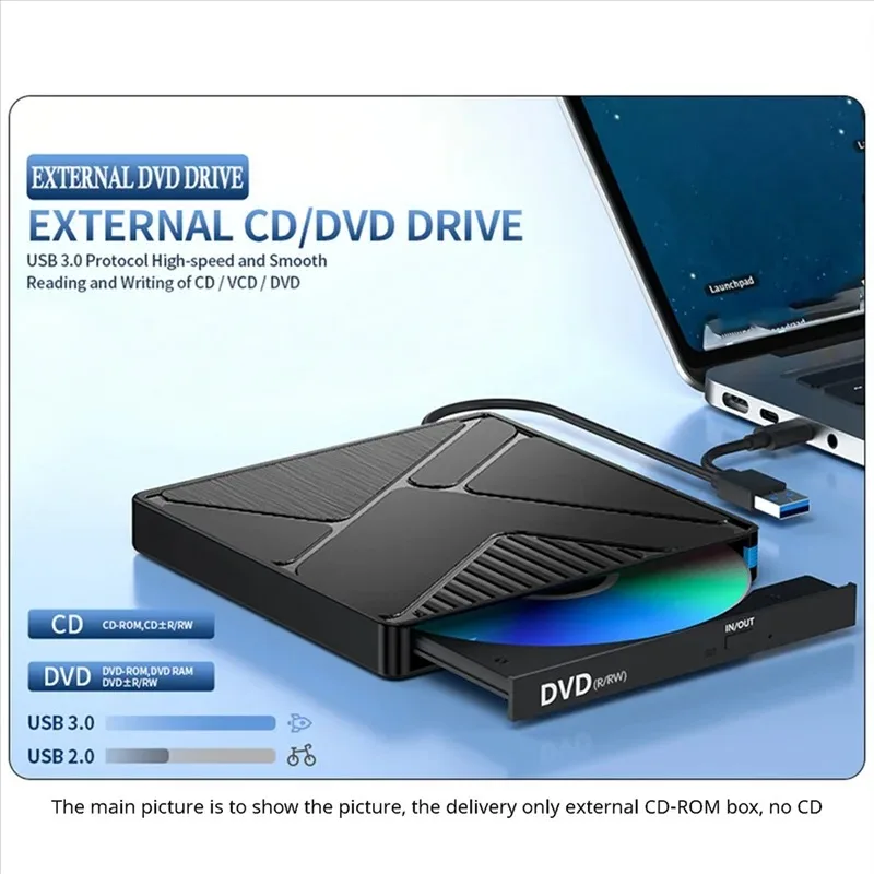 2-in-1 USB 3.0 Typ-C Externes DVD RW ROM CD-Laufwerk Optisches Laufwerk für Laptop Desktop-Computer Tragbarer DVD-Brenner – Detail 2