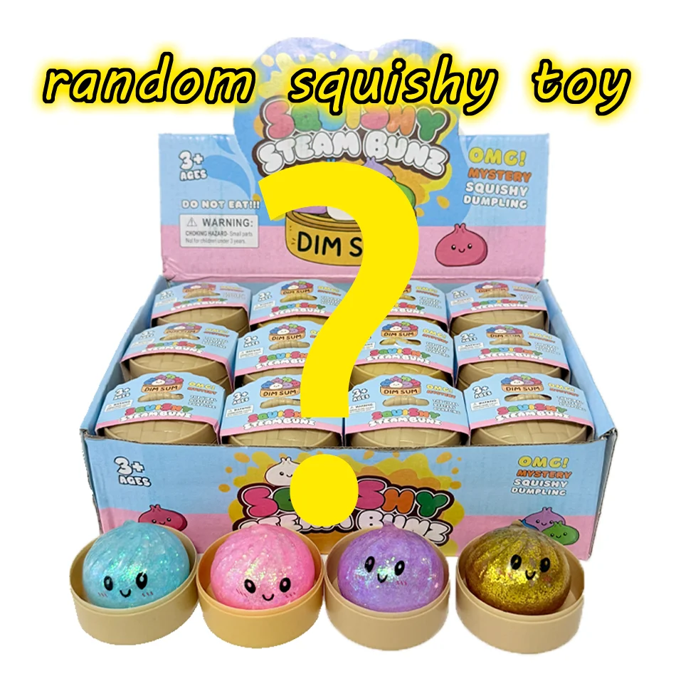 Mini Blind Box Glitzer-Dumpling Squishy Maltose-Serie mit Box, sensorisches Quetschspielzeug zur Stresslinderung, zufällige Farbe
