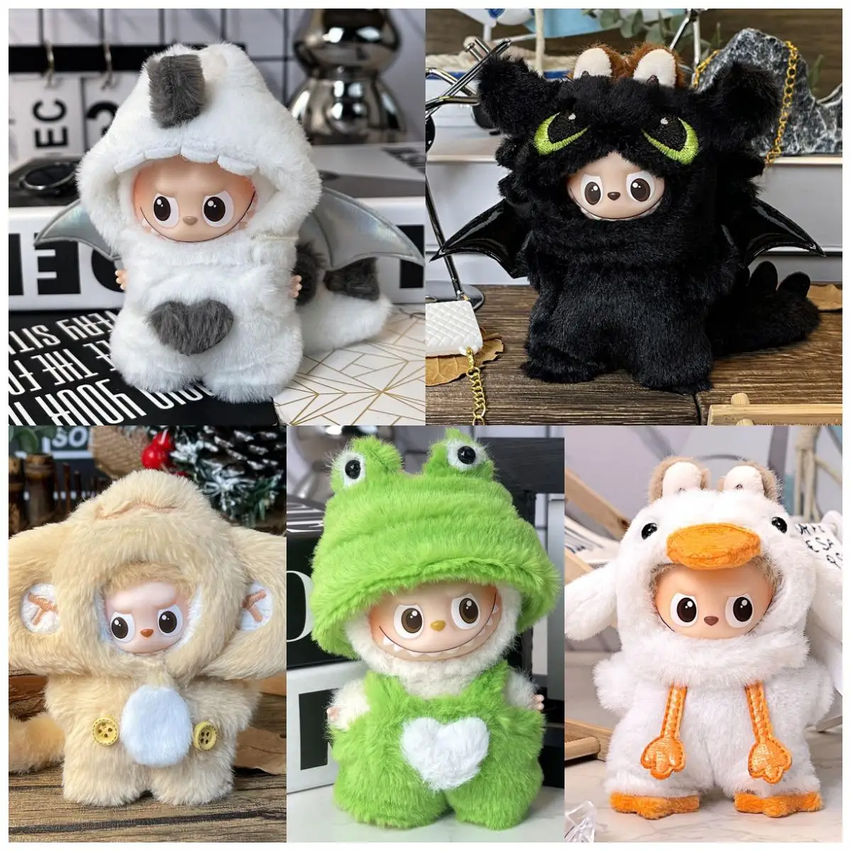 [No Doll] Cute Animal Themed Clothing For Mini Labubu 4.0 The Monsters Pin for Love Series Doll Clothes Accessories