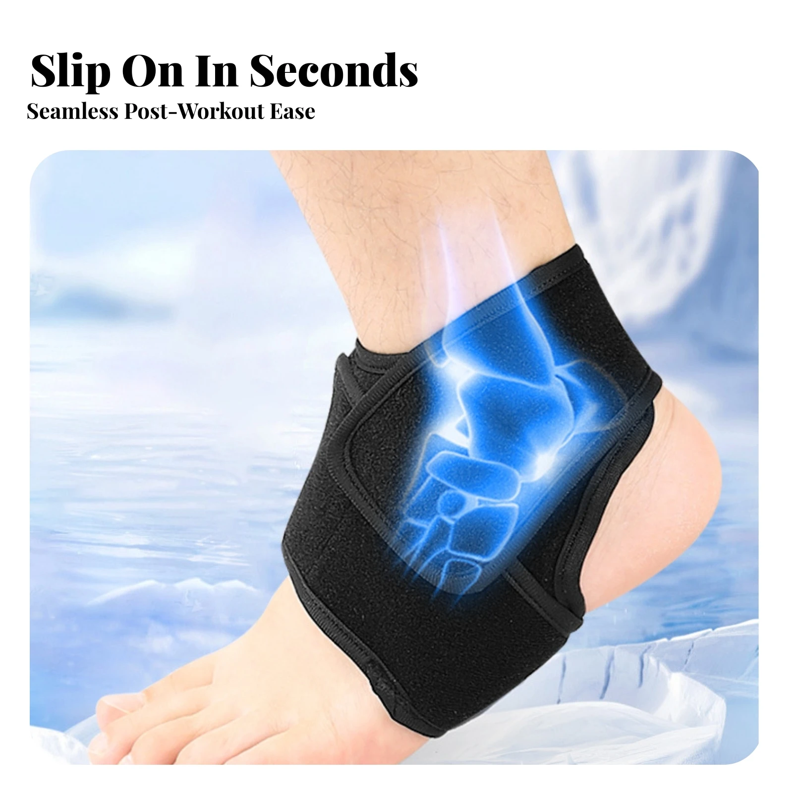 Ankle Wrap Ice Pack Reusable Ankle Ice Pack with Strap Cold Compress Sleeve Full Coverage Support Multi-Use for Athletes