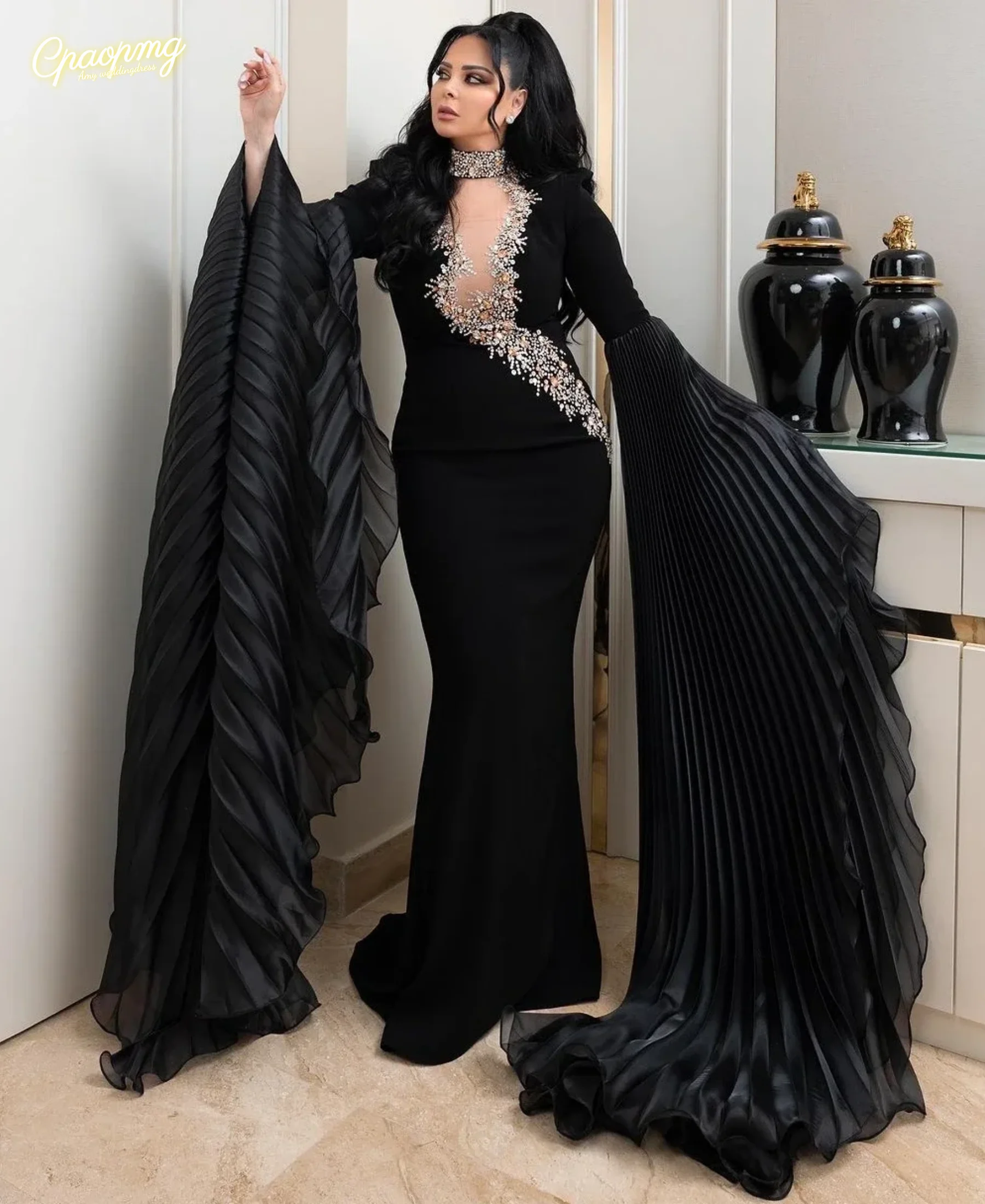 

Новое праздничное платье с высоким воротом и принтом по индивидуальному заказу, классическое трапециевидное платье длиной до пола, кружевное бальное платье принцессы, Vestido De Novia