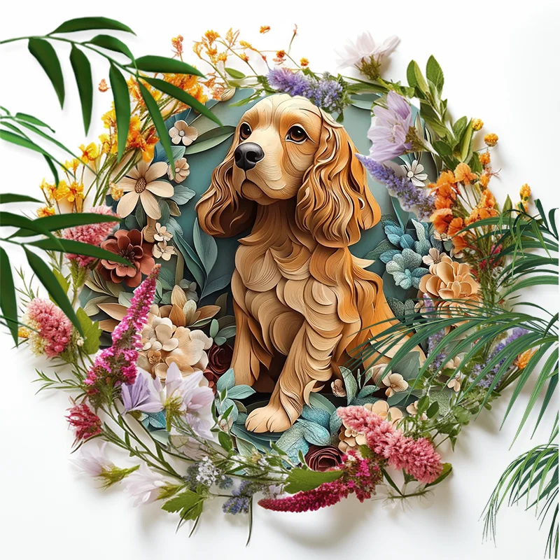 Custom American Cocker Spaniel Pet Ornaments - 2D Printed Circular Aluminum Decorative Paintings-Unique Pet Souvenir Tombstones