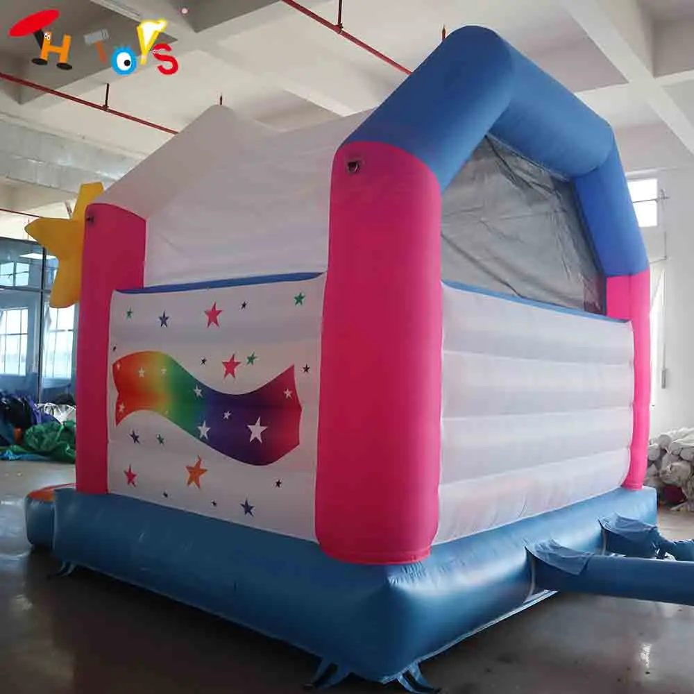 Snelle verzending 4,5x4m opblaasbare glijbaan uitsmijter paard cartoon mooie lucht springkasteel combo met luchtblazer