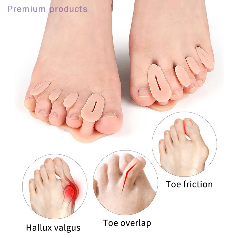 1Pair Toe Protector 4 Fori Per Borsite Correttore Materiale Morbido Gel Raddrizzatore Distanziatori Barelle Sollievo Dal Dolore Del Piede Strumento di Cura