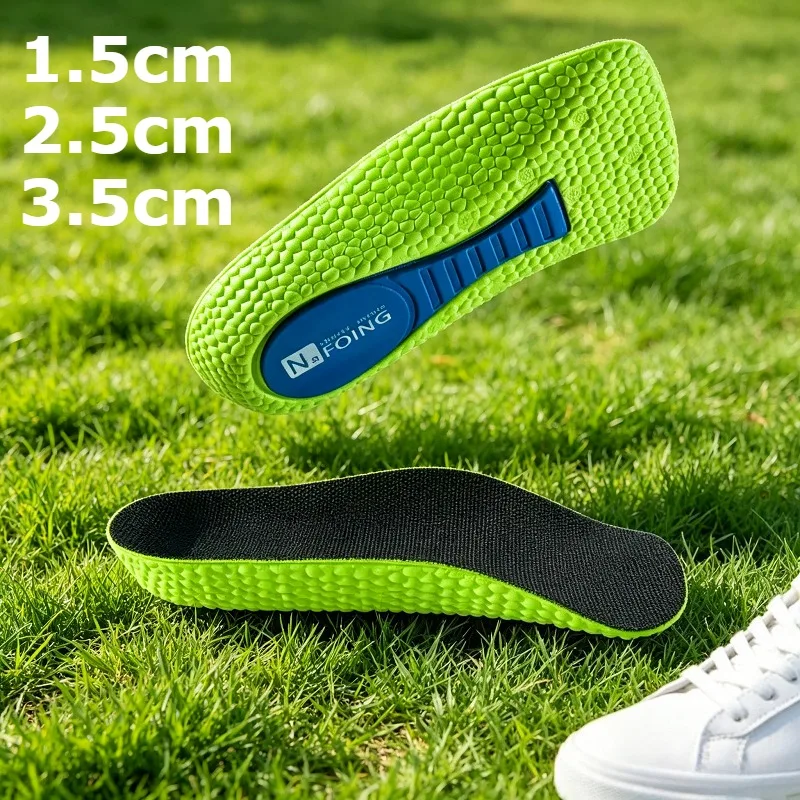 Memory Foam Height Increase Insoles for Men Women Orthopedic Arch Support for Flat Feet Sneakers Heel Lift Cushioning