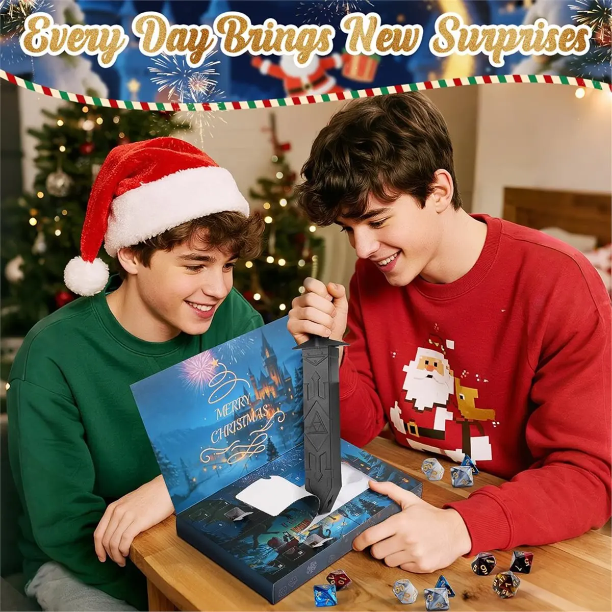 NEW Christmas Advent Calendar 2025, Mystery DND Dice Set Vacation Advent Calendar 24 Days, Surprise Gifts