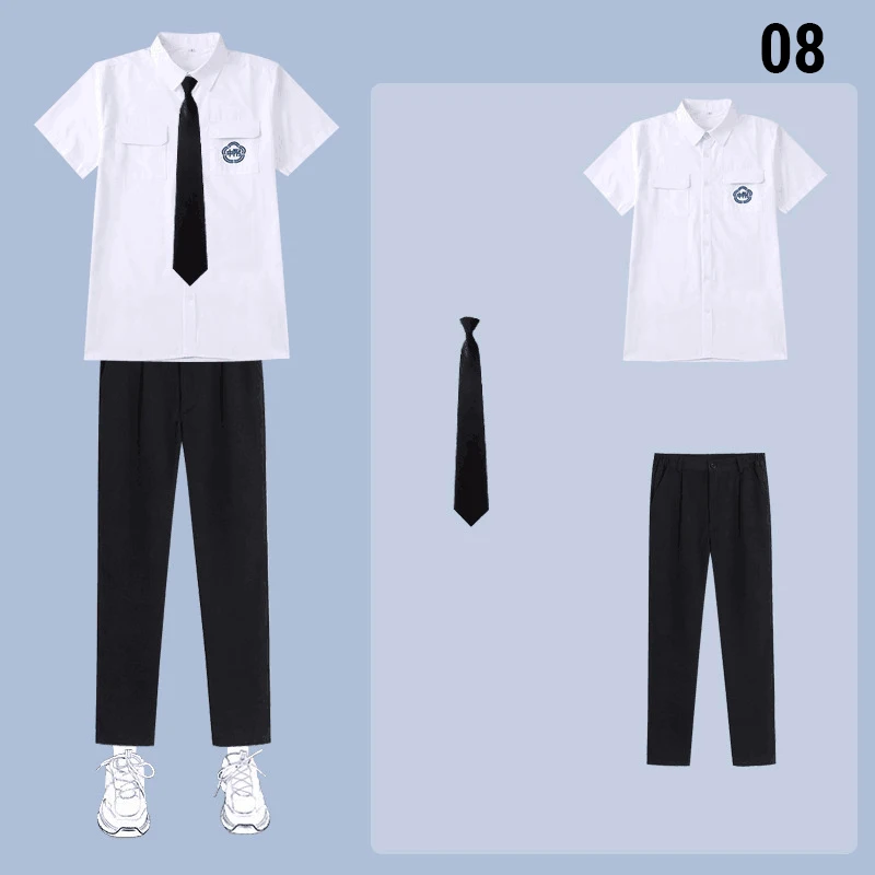 Japanese Style Jk Uniform Short and Long Sleeve Shirt Pleated Skirt or Pants Set School Outfit with Bow Tie for Daily Wear Party