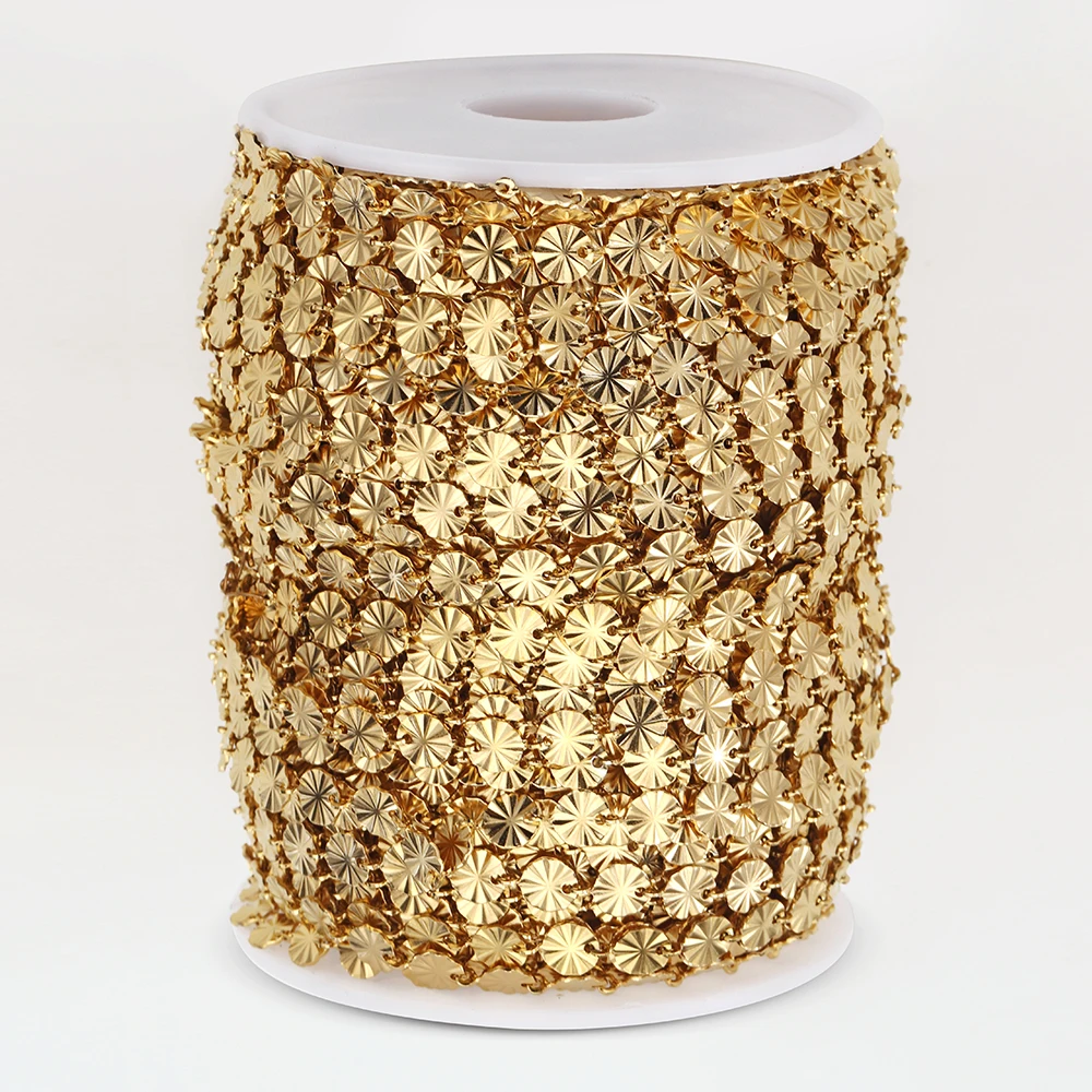 2Meters 1Meter Stainless Steel Chains Gold Color Embossing Round Love Heart Chains for Necklace Bracelet Jewelry Making DIY Bulk