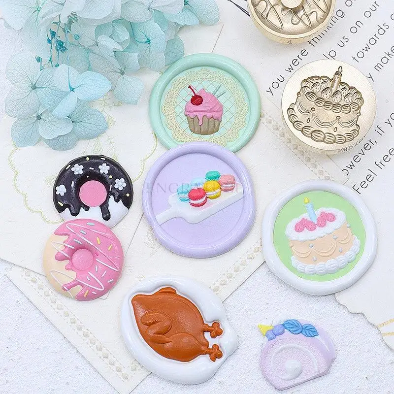 Ulga 3D wosk stempel Cake szwajcarska bułka z pączkami makarony lody Scrapbooking koperty zaproszenie opakowanie na prezenty