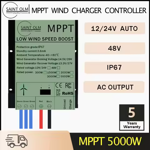 5000W MPPT Wind Charger Controller Regulator For 5000W 3000W Wind Turbine Generator DC12/24/48V Lifepo4 Baterry Off Grid System