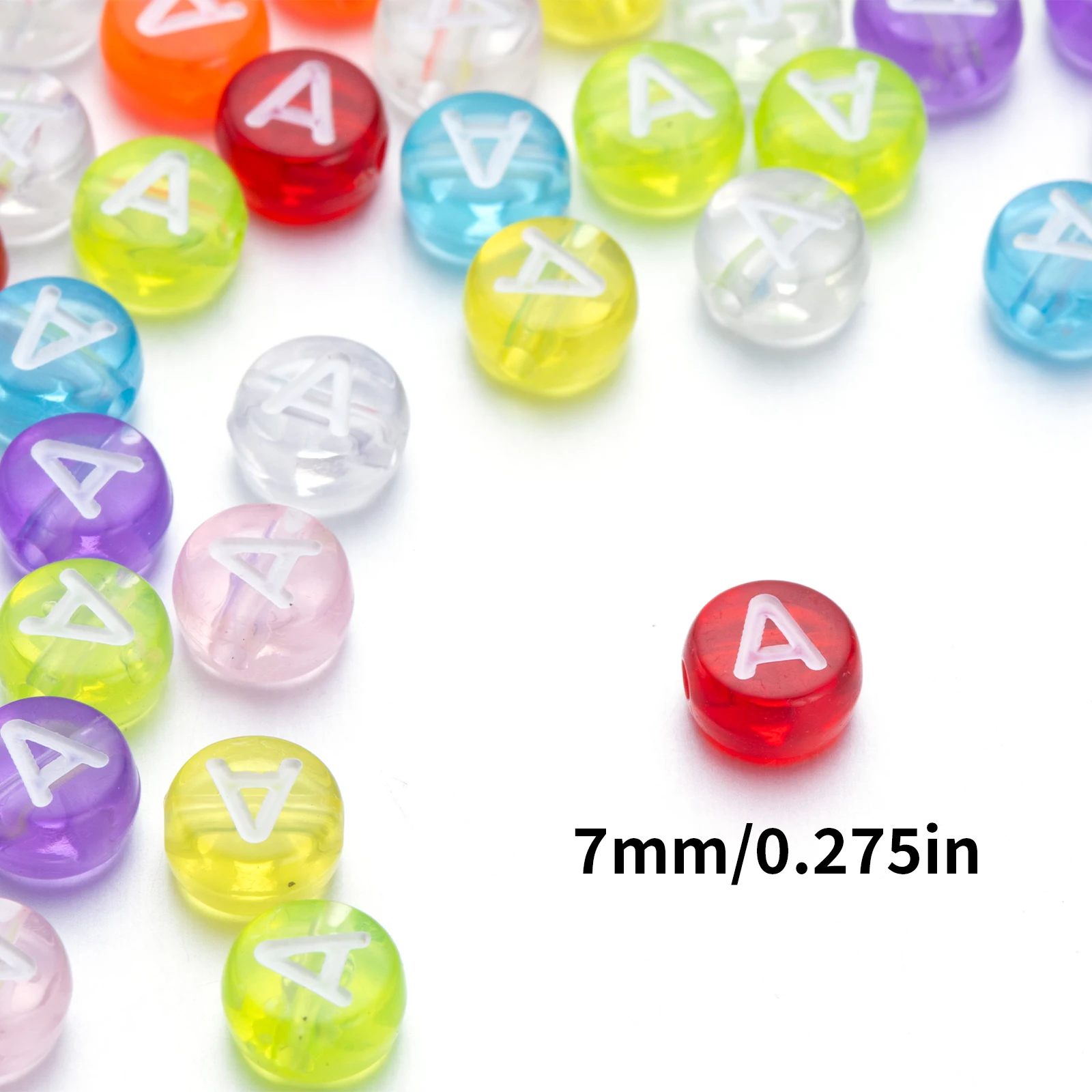 50pcs 7mm Letter Beads Round Shape Beads Alphabet Letter Charms for Making Jewelry Diy Handmade Bracelets Accessories