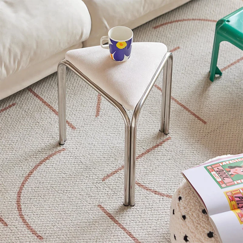 

Light luxury minimalist stainless steel medieval high-end stool small apartment creative Bauhaus shoe changing stool restaurant