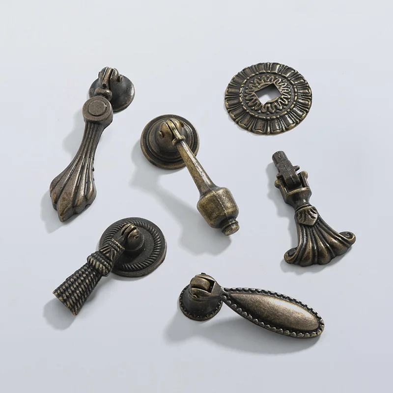 

2PCS European Style Countryside Single Hole Antique Bronze Cabinet Door Wardrobe Antique Handle Zinc Alloy Door Handle Storage