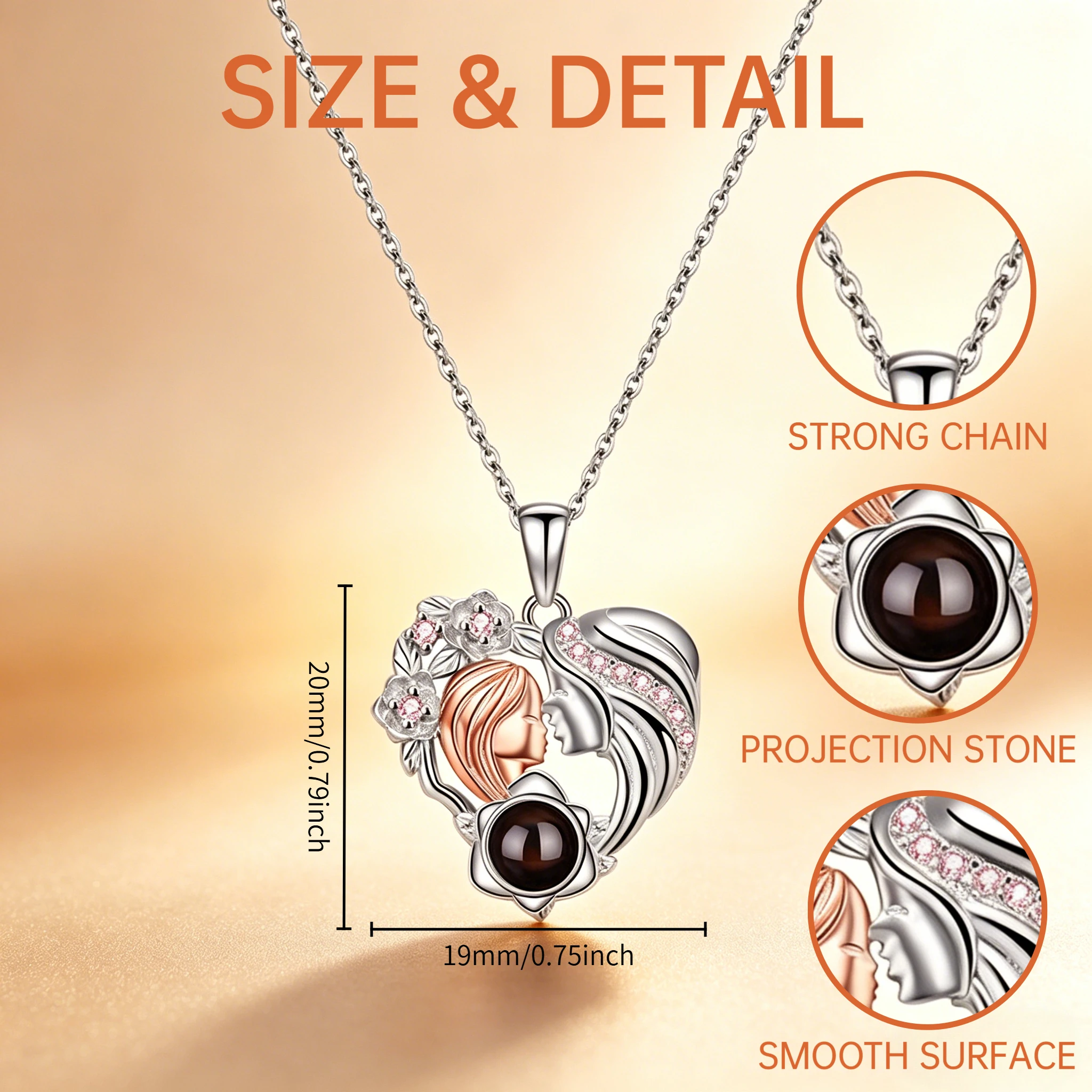 Twinkling Custom Photo Necklace for Women Projection Photo Mom and Baby Pendant Necklace Mother's Day Gift Special Jewelry