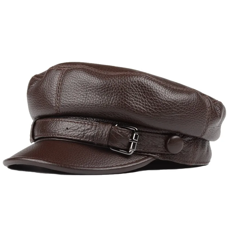 

Мужская и женская осенне-зимняя черная плоская шляпа из воловьей кожи, шляпа из натуральной кожи, берет в стиле хип-хоп, корейская версия, модная теплая