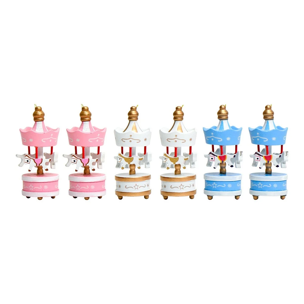 

36pcs/lot Christmas Wooden Merry-Round Horse Hanging Pendants Vintage Mini Carousel Horse Birthday Party Decor Ornament