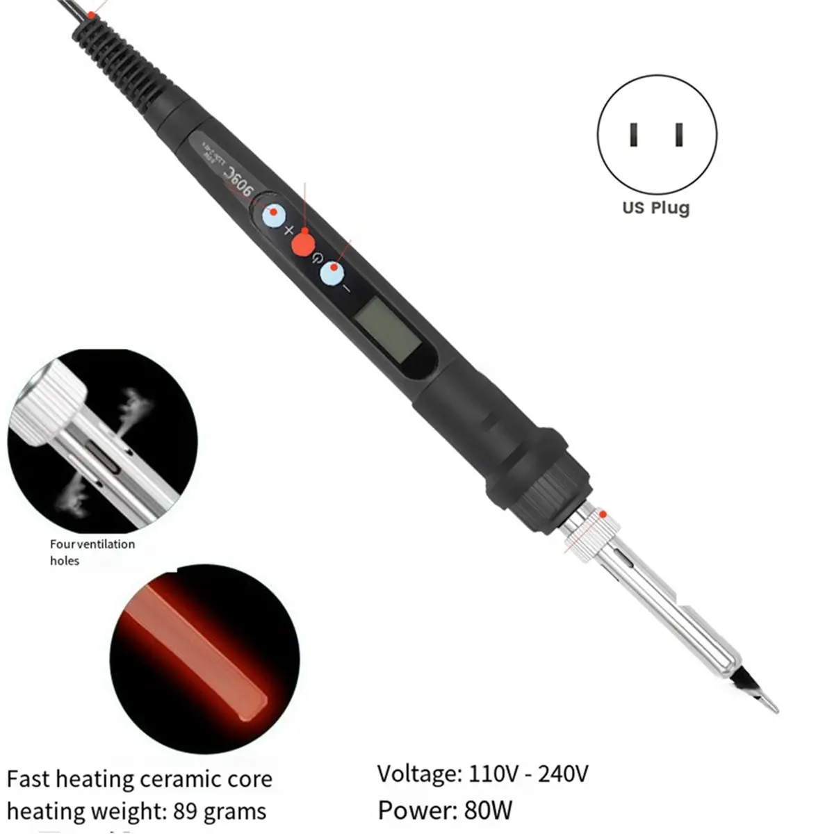 

Комплект паяльника для электроники, 80 Вт, ЖК-цифровой, быстрый нагрев, сварочный ремонт со сменными насадками, набор из 139 шт., вилка стандарта США
