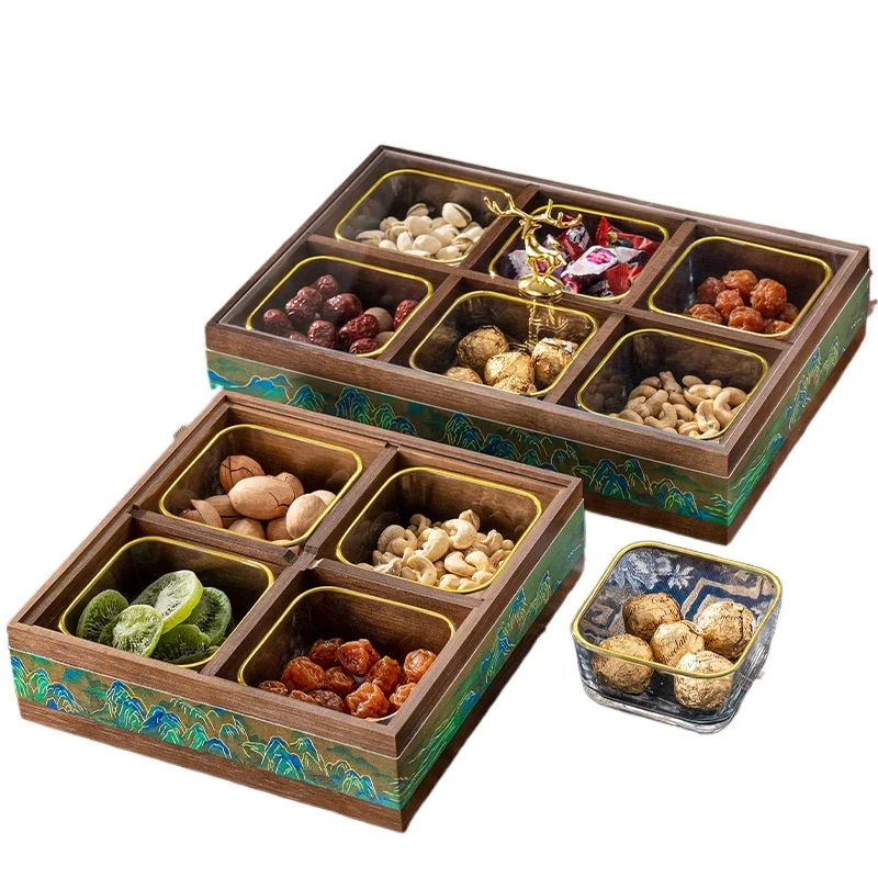 

Решетка из цельного дерева, коробка для сухофруктов, бытовой журнальный столик для гостиной, высококачественная коробка для хранения закусок, конфет, семян дыни, тарелка с фруктами