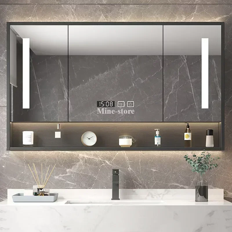 Modern Mirror Cabinets Organizer Infinity Bathroom Storage Lights Standing Mirror Cabinets Closet Jewelry Armoire Home Furniture