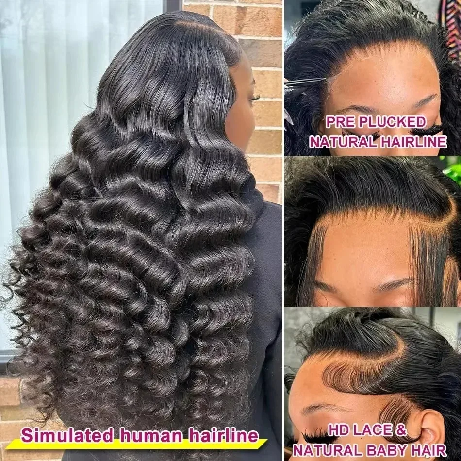 Mossily 250 Density Curly 13x6 HD Lace Frontal Human Hair Wigs 40 Inch Brazilian Loose Deep Wave 13x4 Lace Front Wig For Women image 4