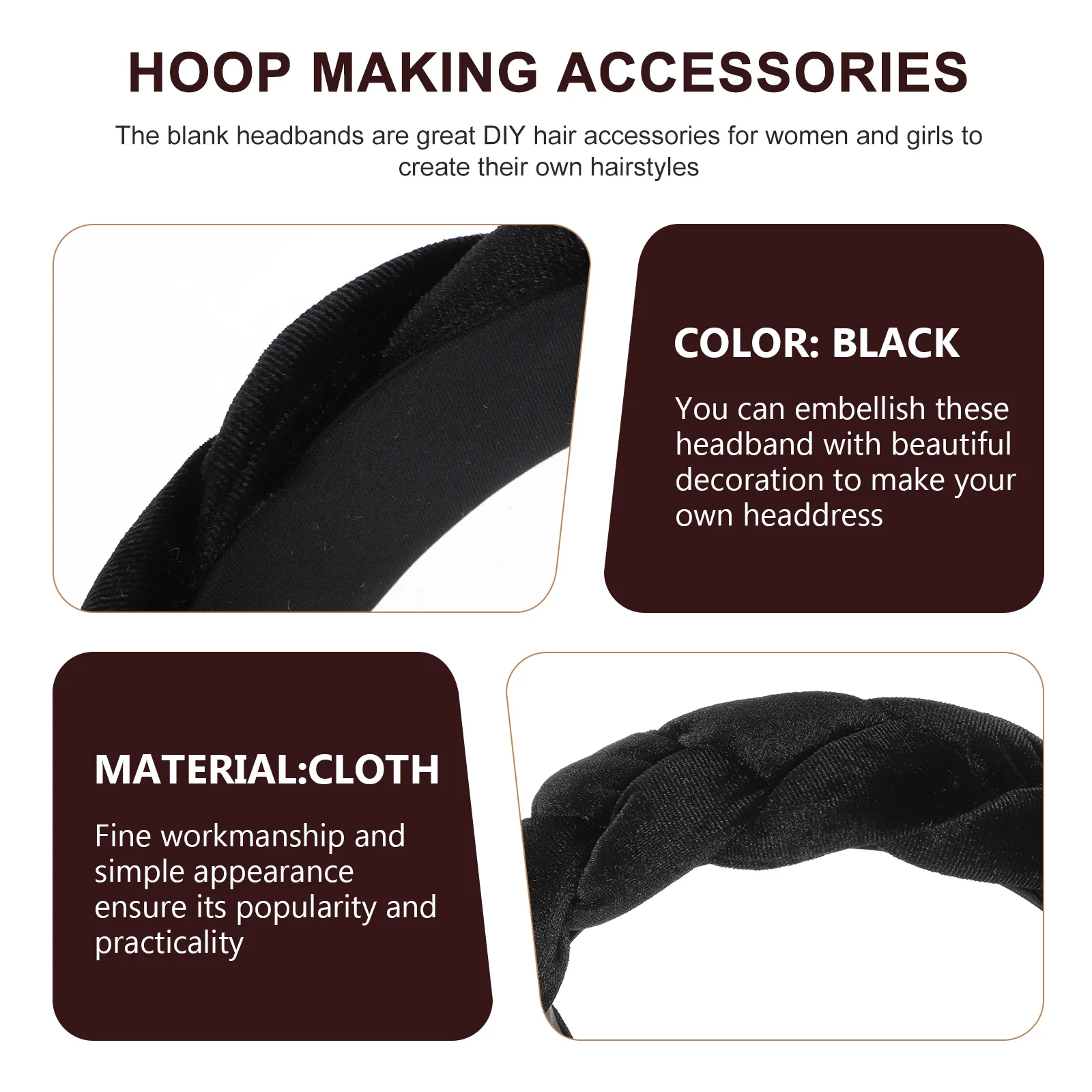 

1 шт., черная модная повязка на голову для женщин и девочек, прочная, долговечная, шикарный дизайн, великолепный цвет, идеальные повседневные мероприятия