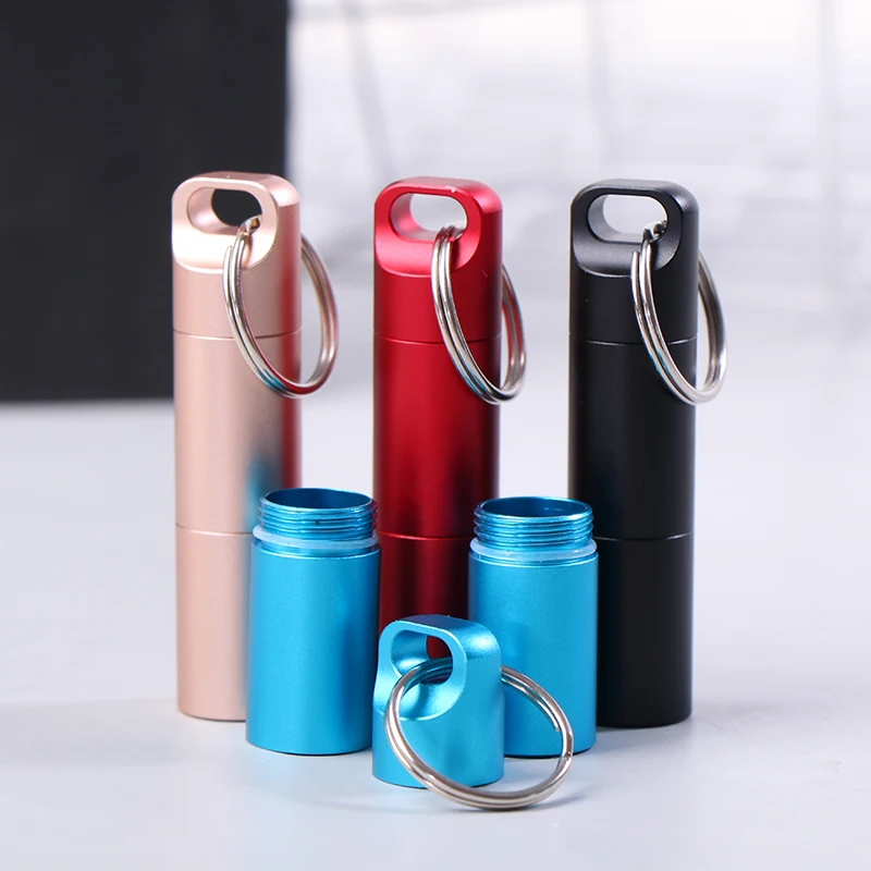 Aluminum Alloy Detachable Two-Layer Medicine Box Portable Sealed Waterproof Jar Travel Container For Outdoor Camping Trip