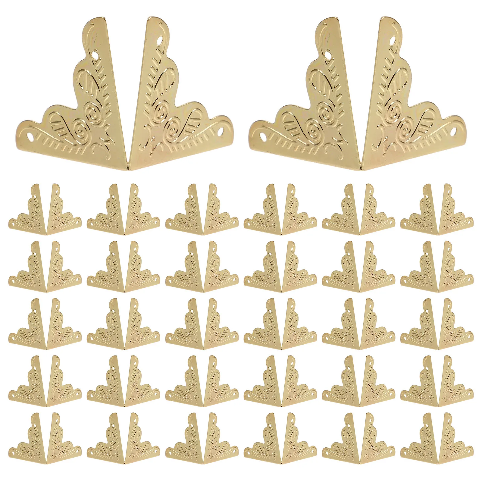 ตัวป้องกันมุมแบบวินเทจ 100 ชิ้น ตัวป้องกันขอบกล่องเหล็ก ฝาครอบตกแต่งสำหรับตู้ ตู้เก็บของ เฟอร์นิเจอร์ ป้องกันกล่องไม้