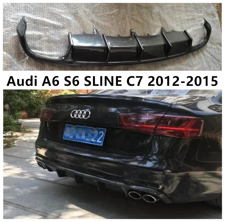 

Rear Bumper Diffuser For Audi A6 S6 SLINE C7 2012 2013 2014 2015 Trunk Door Lip Spoiler Real Carbon Fiber