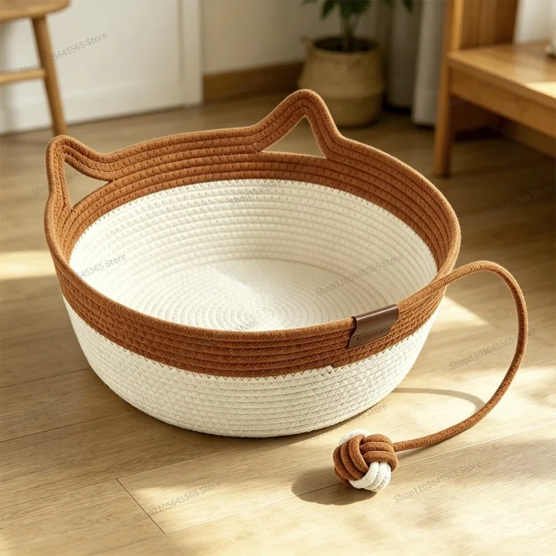 For Multi Colored Woven Cotton Rope Cat Nest Suitable for All Seasons