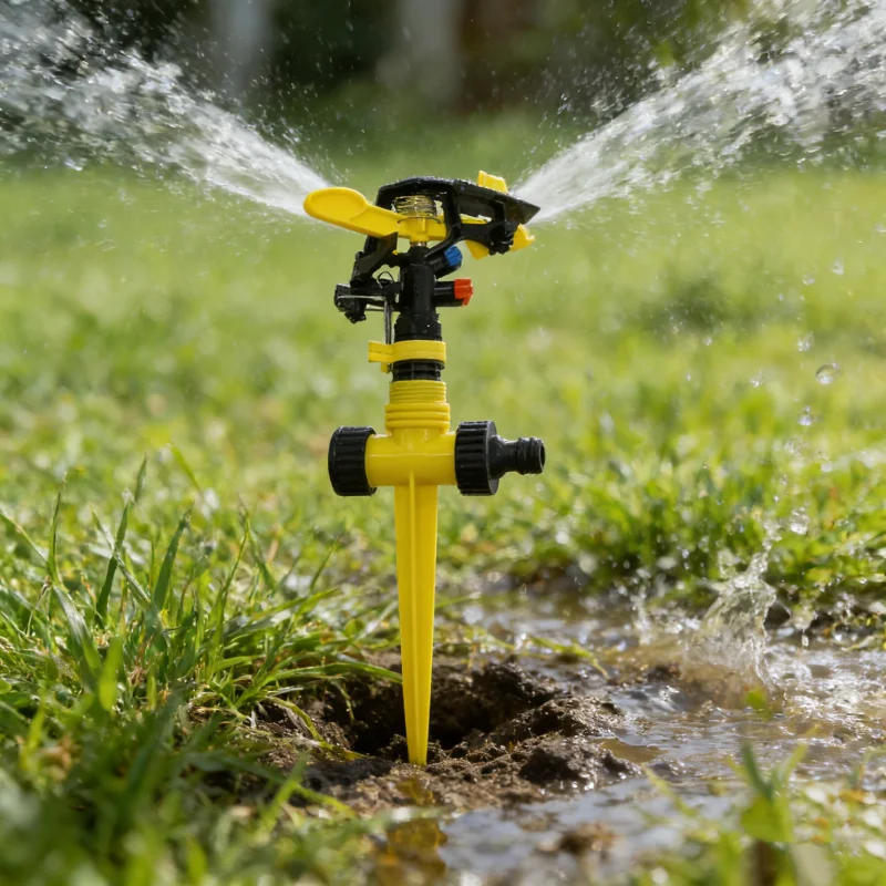 Adjustable Spiked Rocker Impact Sprinkler Garden Agriculture Watering Nozzle Lawn Irrigation Watering 360 Degrees Rotary Jet
