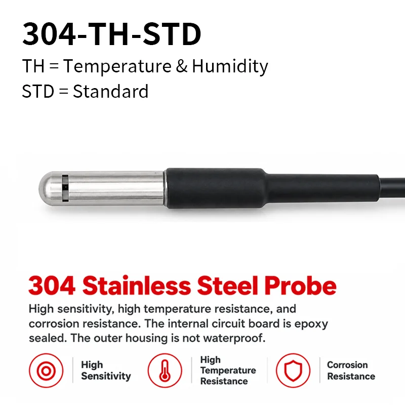 1PCS SHT40 SHT30 SHT31 SHT35 SHT45 SHT20 SHTC3 I2C Temperature Humidity Sensor Waterproof Stainless Steel Digital Probe