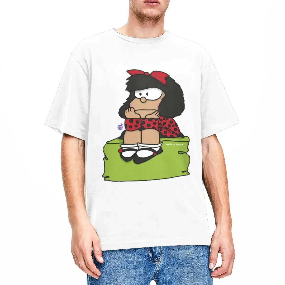 Funny Cute Mafalda Cartoon T-Shirts Men Women's O Neck 100% Cotton Short Sleeve Tees Birthday Present Clothes