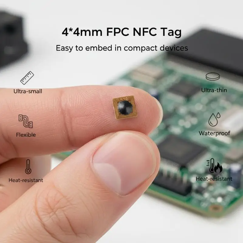 Ultra Thin 4*4mm FPC Ntag213 NFC RFID Sticker Programmable Micro Label for Access Control Supply Chain Management