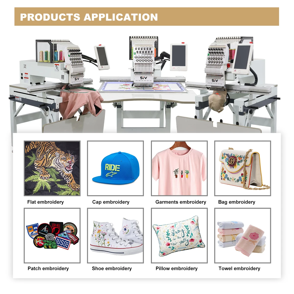 ماكينة تطريز برأس واحد أوتوماتيكية عالية السرعة SIV تطريز تي شيرت مسطح محوسبة للخياطة والتصميم