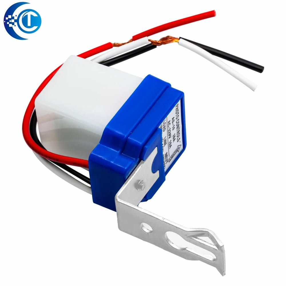 AS-10 Automatic Auto On-Off Photocell Street Light Switch:Ideal for DC&AC 220V,50-60Hz,10A-Photo-Controlled Photoswitch Sensor