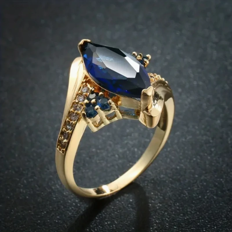 1 Exquisite and Noble Royal Blue Mosaic Ring Elegant Style The Perfect Anniversary Gift for Your Boyfriend on Valentine's Day