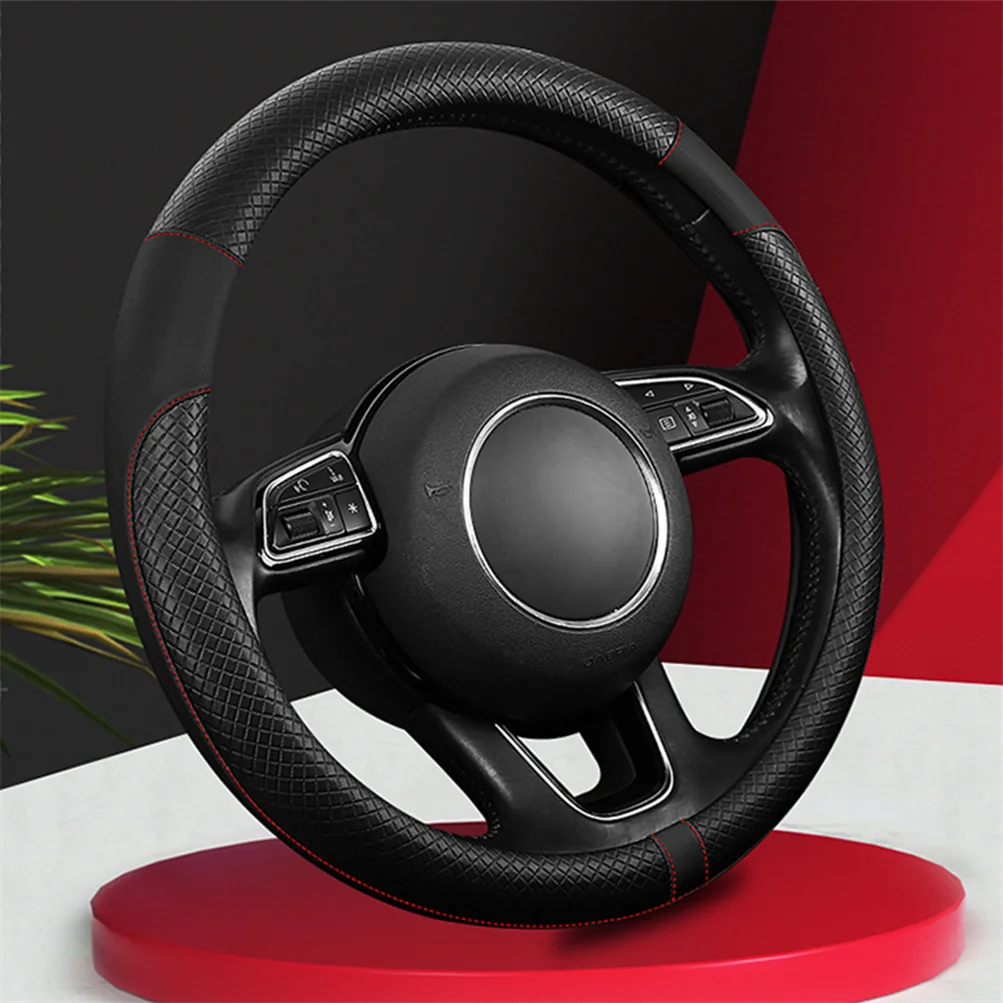 Sport Style PU Leather Steering Wheel Cover Anti-slip Wear-resistant Interior Accessories for Audi Q2 Q3 Q5 A3 A4 A5 S4 S5 S6