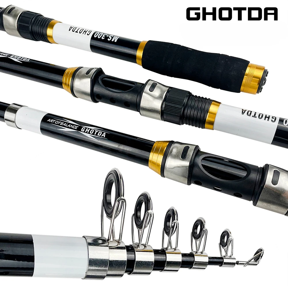 Ghotda  2 Colors Telescopic Fishing Rod 2.1m-3.6m Glass Fiber EVA Handle Carp Spinning Rod Fishing Pole Fishing Weight 4KG