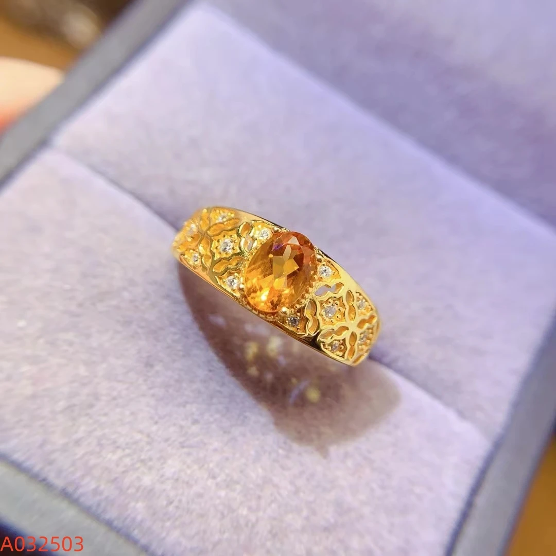 KJJEAXCMY Natural Citrine Women's Ring S925 Silver Electroplating Process Inlaid High Clarity Support Testing Birthday Party