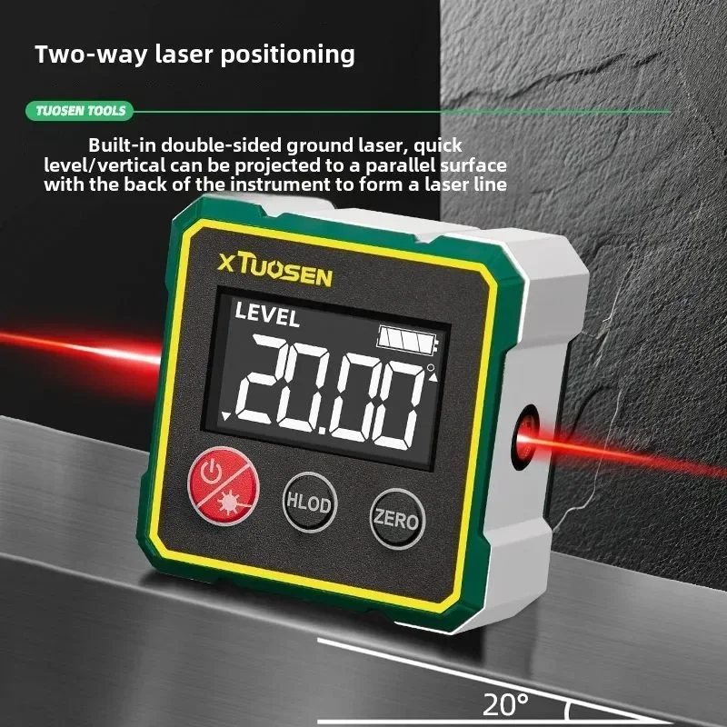 007tool22 Dual-Axis Digital Inclinometer | High Precision Electronic Level Box with Laser for Angle Measurement