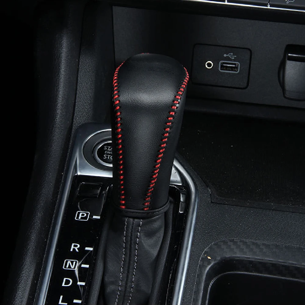 Car Shift Knob Cover for Nissan Kicks 2017-2023 Verse 2019-2021 Sunny Juke Sylphy 2020 2021 AT Gear Collars Leather Accessories