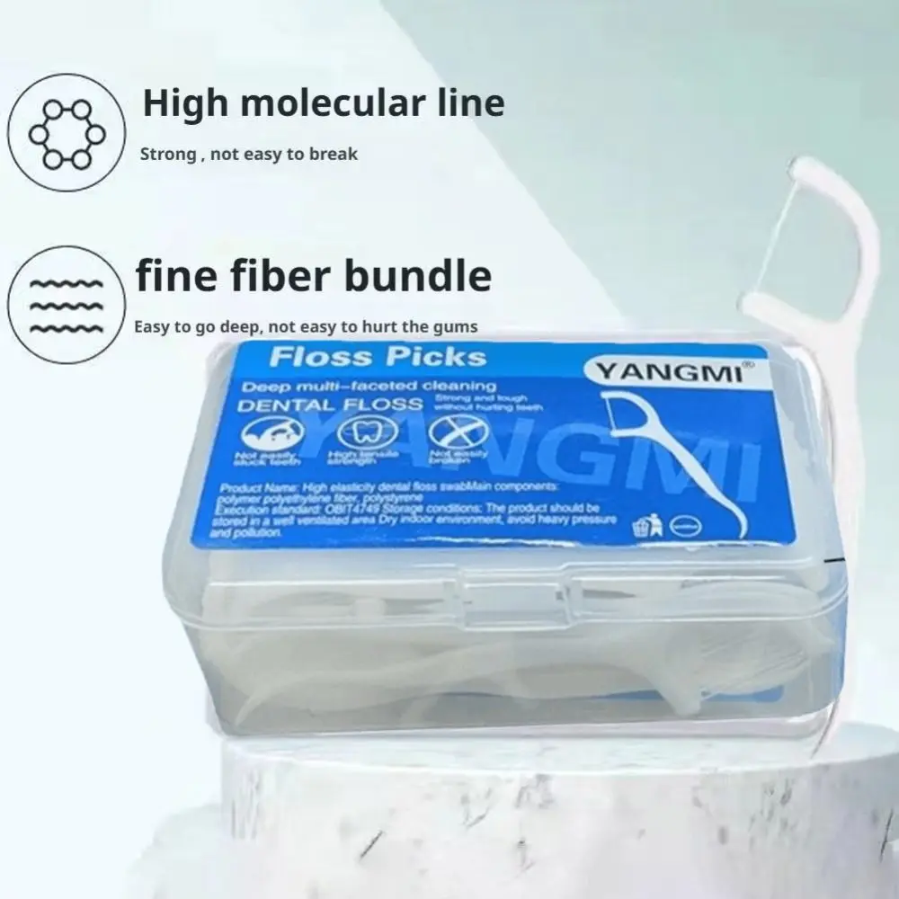 50 pz/scatola ad alta resistenza filo interdentale custodia per il trasporto filo interdentale usa e getta bastone sapore fresco scatola di filo interdentale portatile