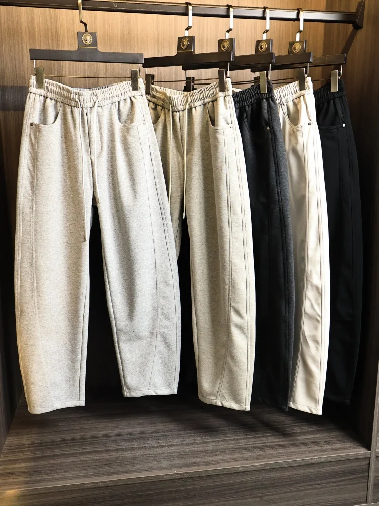 Slimming Tailored Men's Cotton Feel Breathable Straight Leg Casual Pants Fashionable Spring Polyester Blend Comfortable Fit