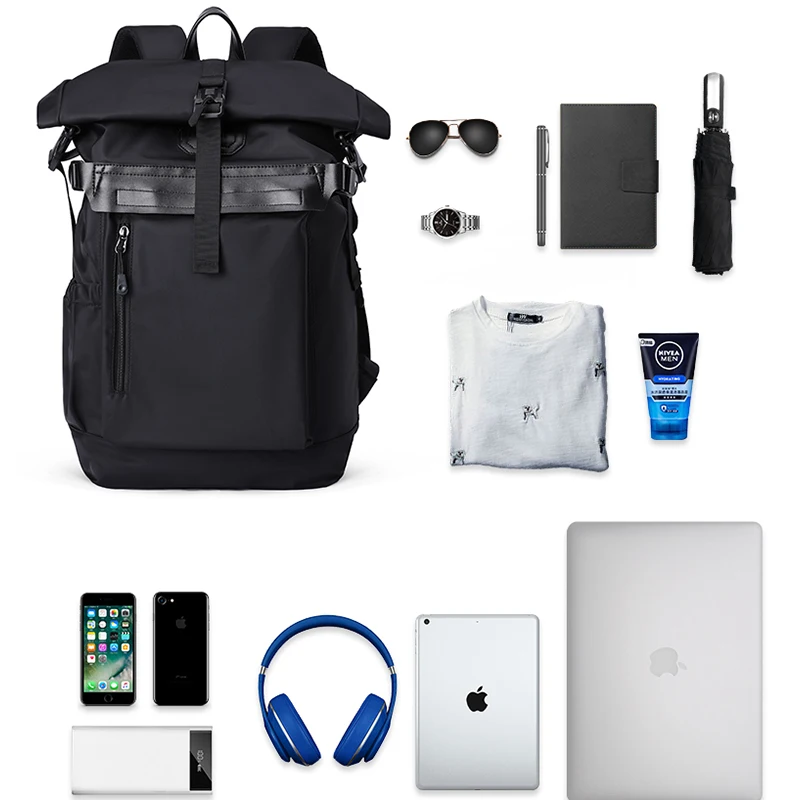 Small Backpack Men Waterproof Rolltop Laptop Compartment Anti Theft Travel Bag Male Mochilas Casual Commute Rucksack