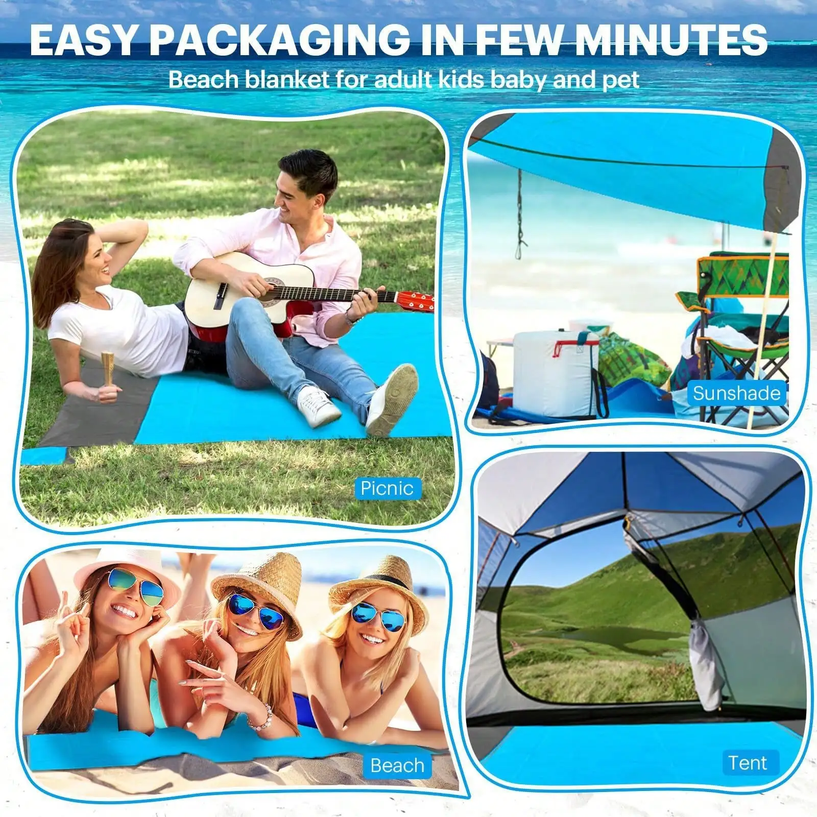 Extra Large Beach Blanket Waterproof Sand-Free Extra-Large Beach Mat Beach Carpet Giant Beach Towel Travel Camping Picnic Beach